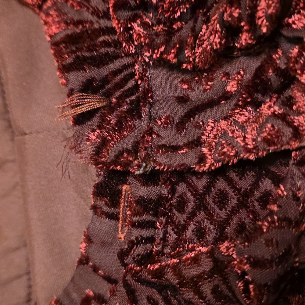 MOTF FLORAL FLOCKING Velvet Long Sleeve Dress in Deep Burgundy  M - Picture 16 of 16